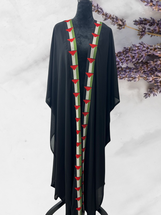 Palestinian long Bisht with flag embroidery